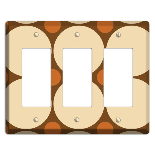 Brown with Beige and Umber Multi Tiled Large Dots 3 Rocker Wallplate