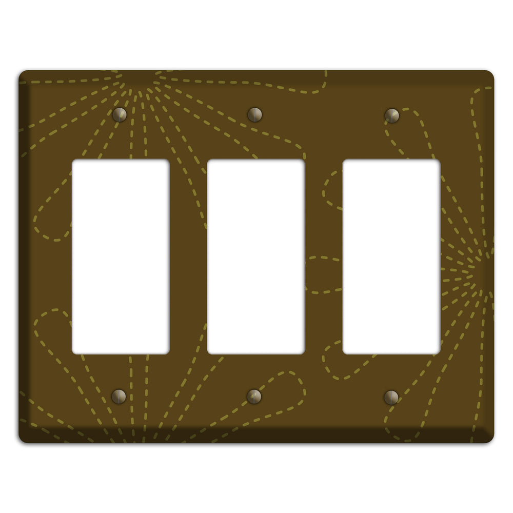 Brown Retro Stipple Floral Contour 3 Rocker Wallplate
