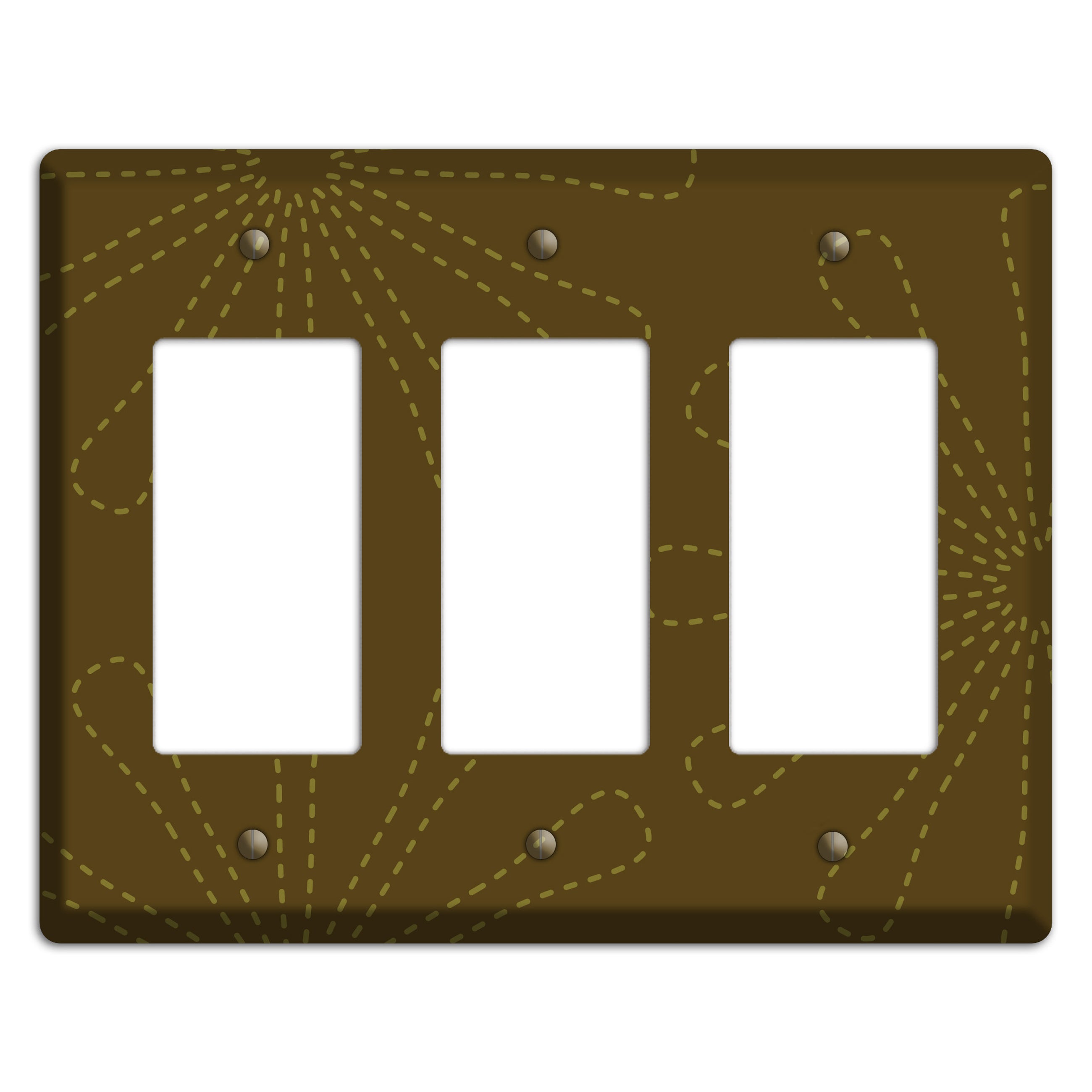Brown Retro Stipple Floral Contour 3 Rocker Wallplate