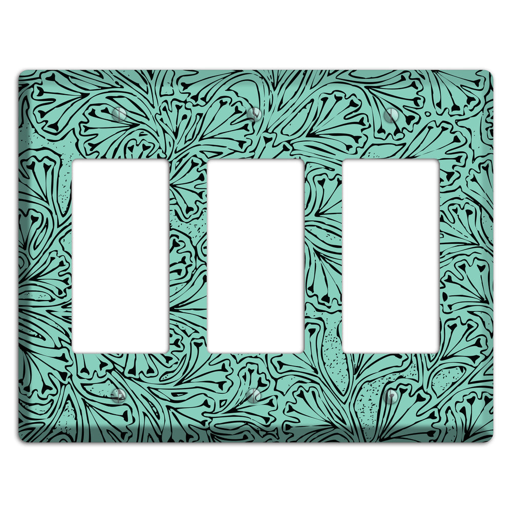 Deco Olive Interlocking Floral 3 Rocker Wallplate