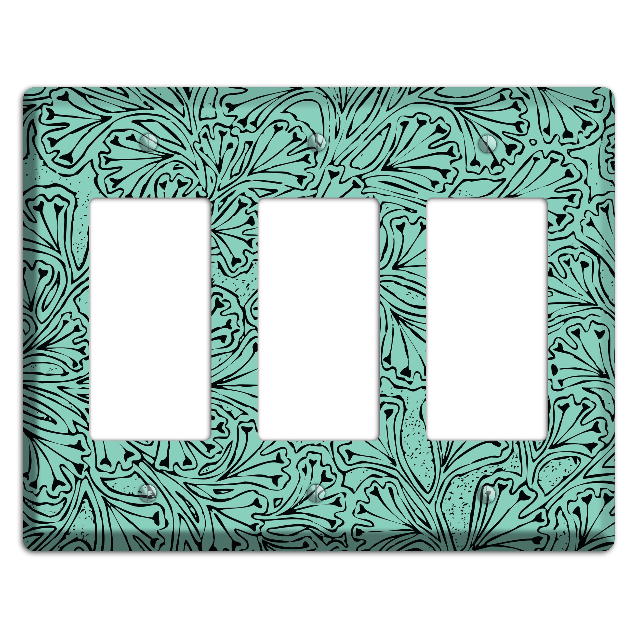 Deco Olive Interlocking Floral 3 Rocker Wallplate