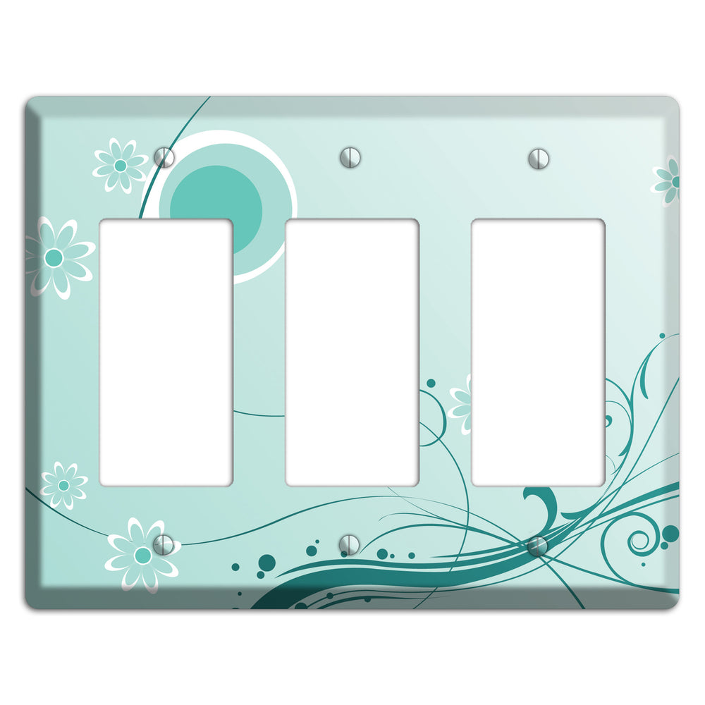 Light Green Floral 3 Rocker Wallplate