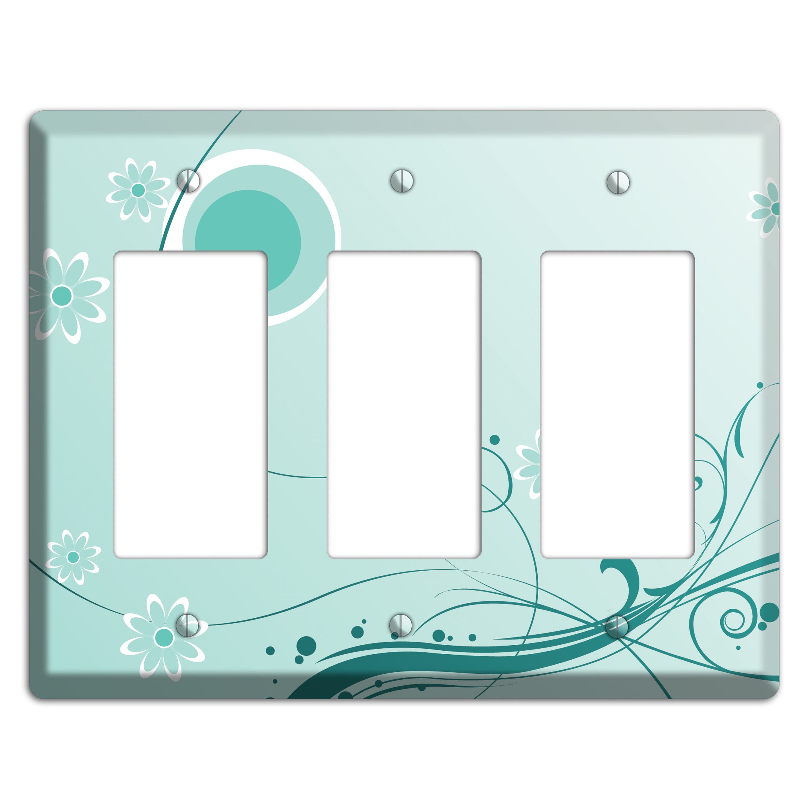 Light Green Floral 3 Rocker Wallplate