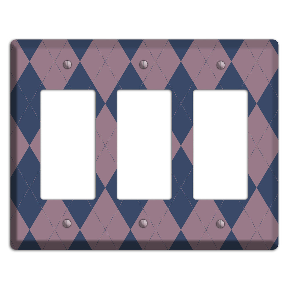 Purple Argyle 3 Rocker Wallplate