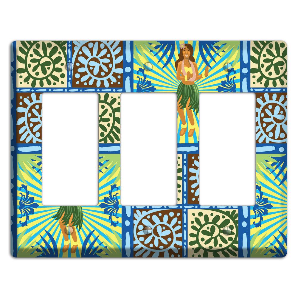 Blue and Green Hula 3 Rocker Wallplate