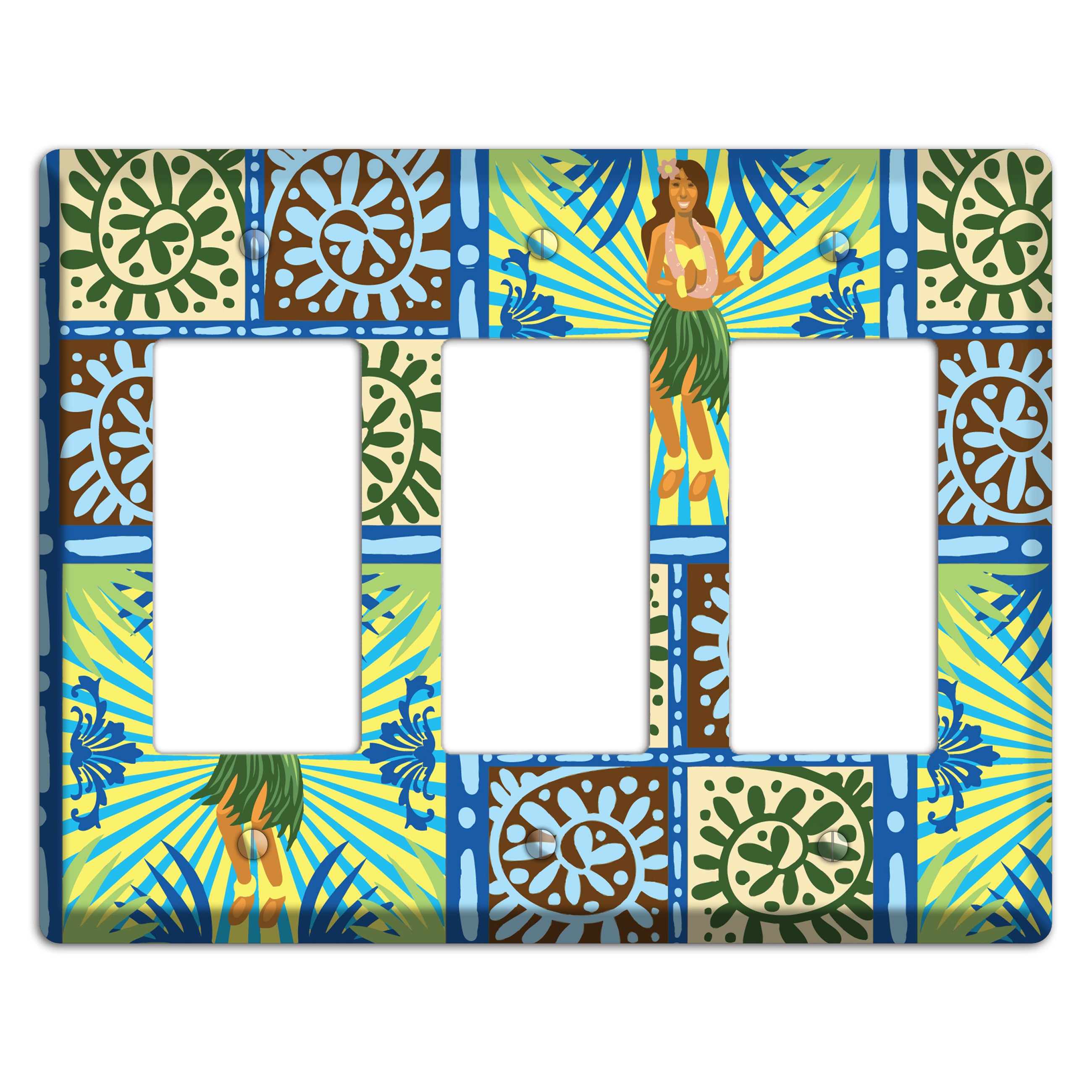 Blue and Green Hula 3 Rocker Wallplate