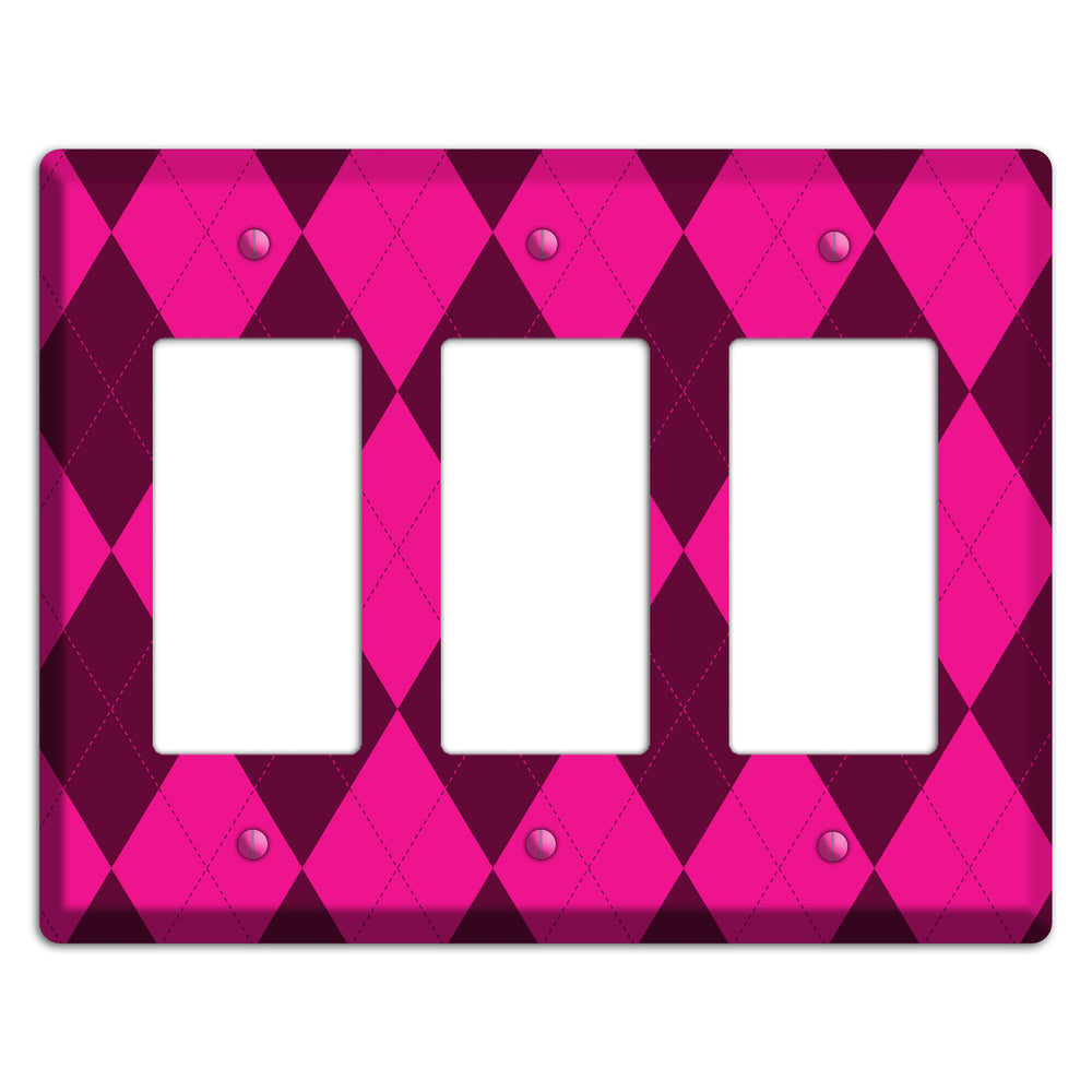 Fuschia Argyle 3 Rocker Wallplate