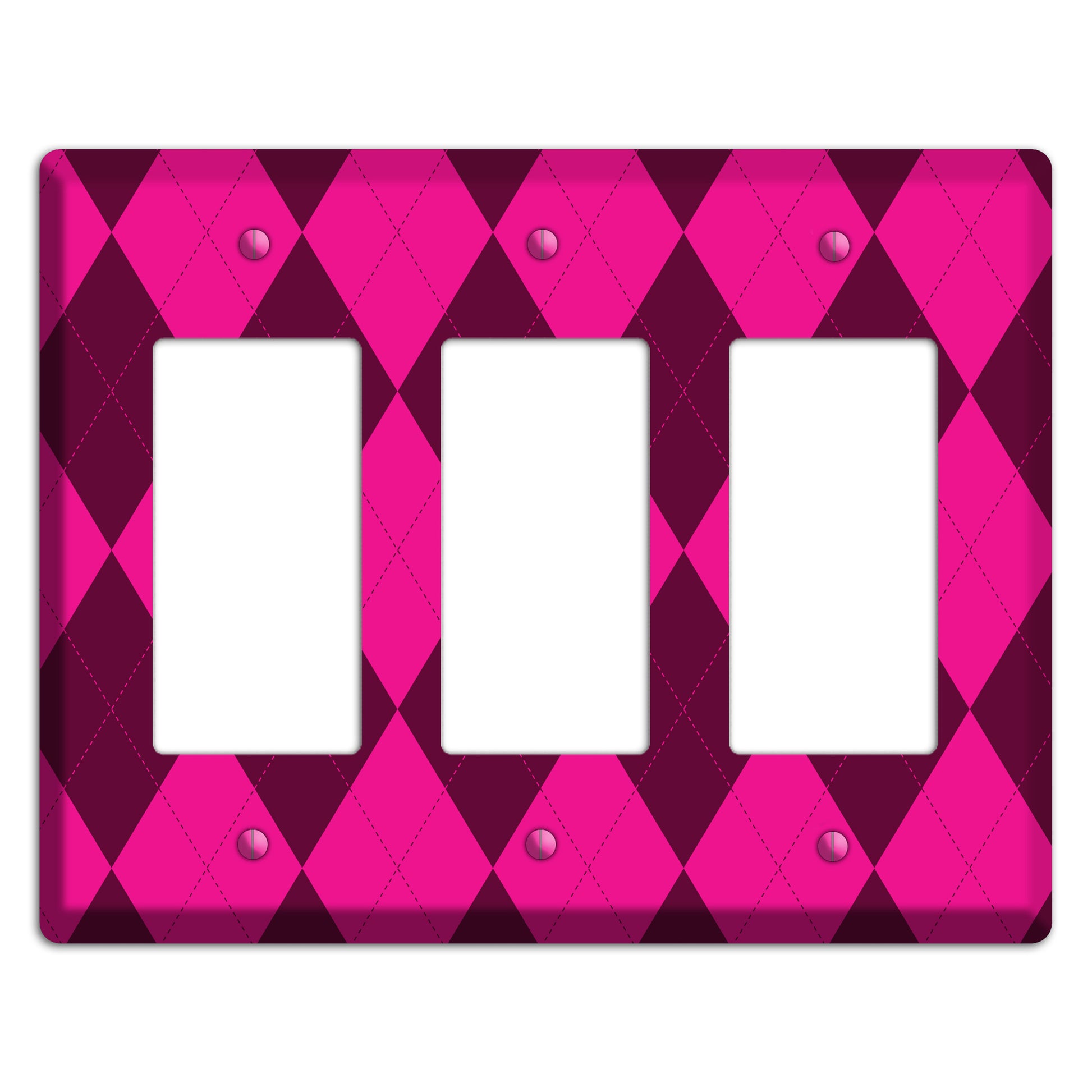 Fuschia Argyle 3 Rocker Wallplate
