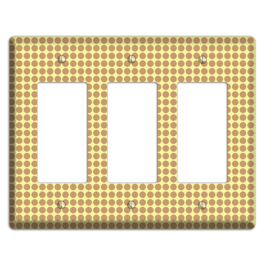 Yellow with Light Brown Tiled Small Dots 3 Rocker Wallplate