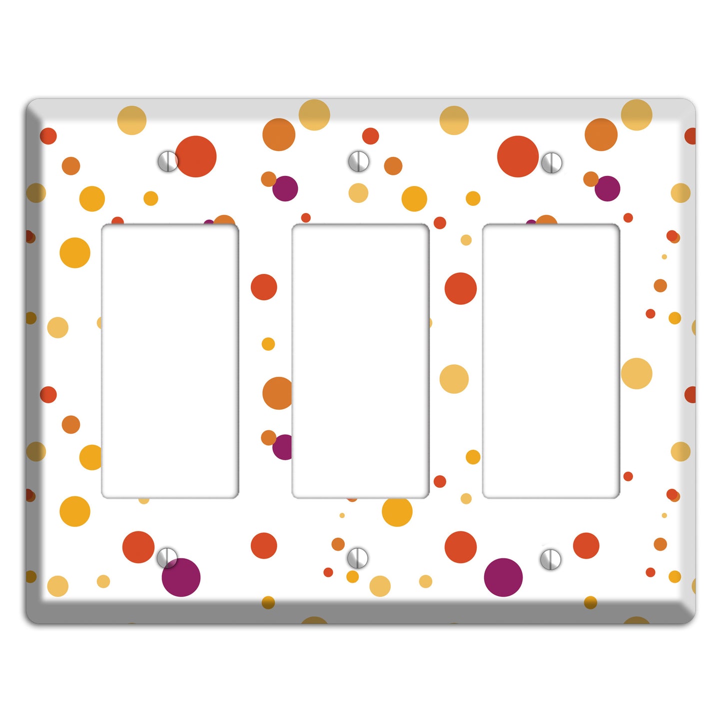 White with Multi Red and Umber Small Dots 3 Rocker Wallplate