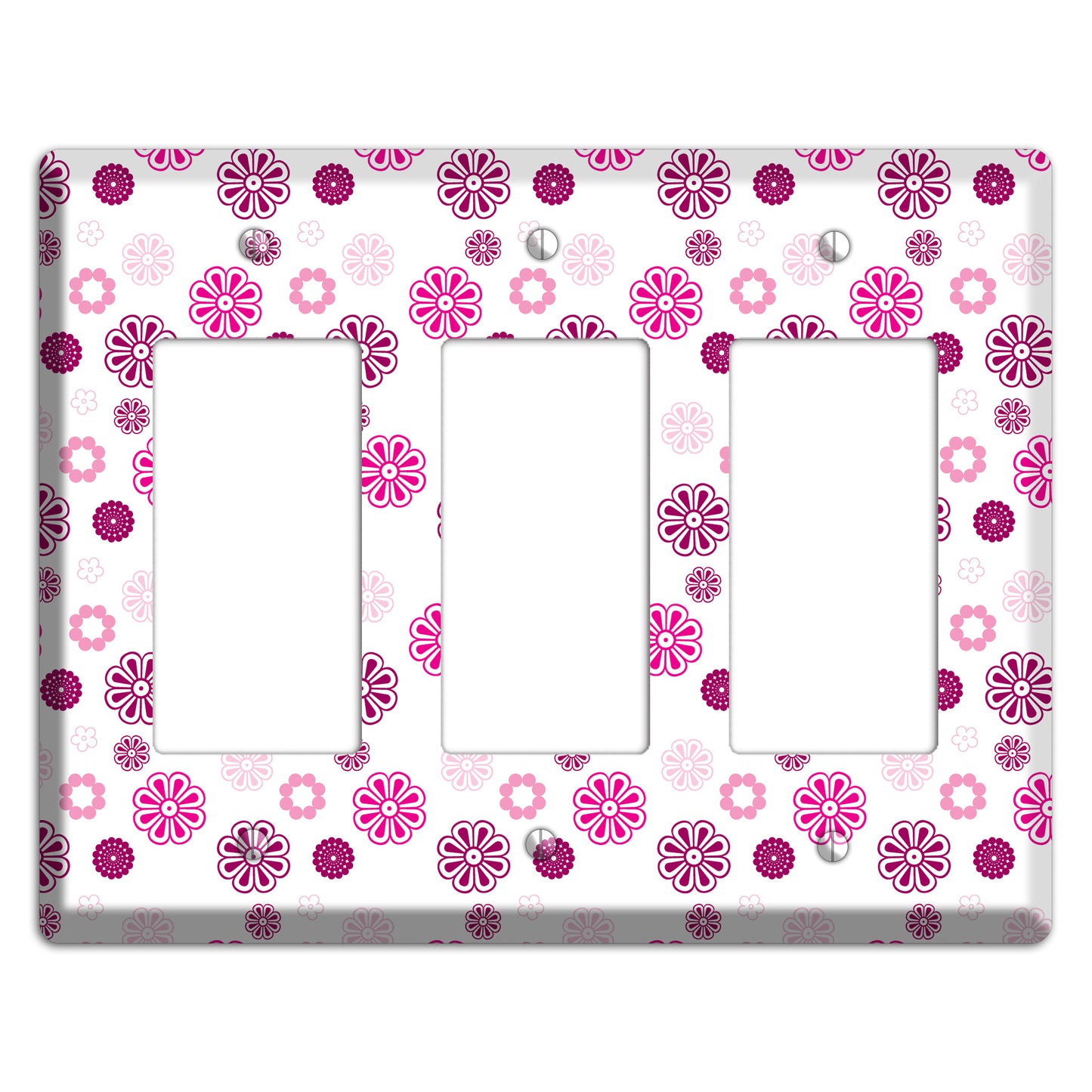 Maroon and Pink Retro Floral 3 Rocker Wallplate