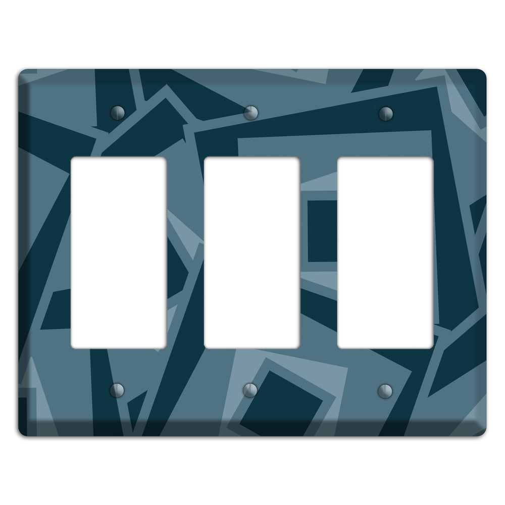 Blue-grey Retro Cubist 3 Rocker Wallplate