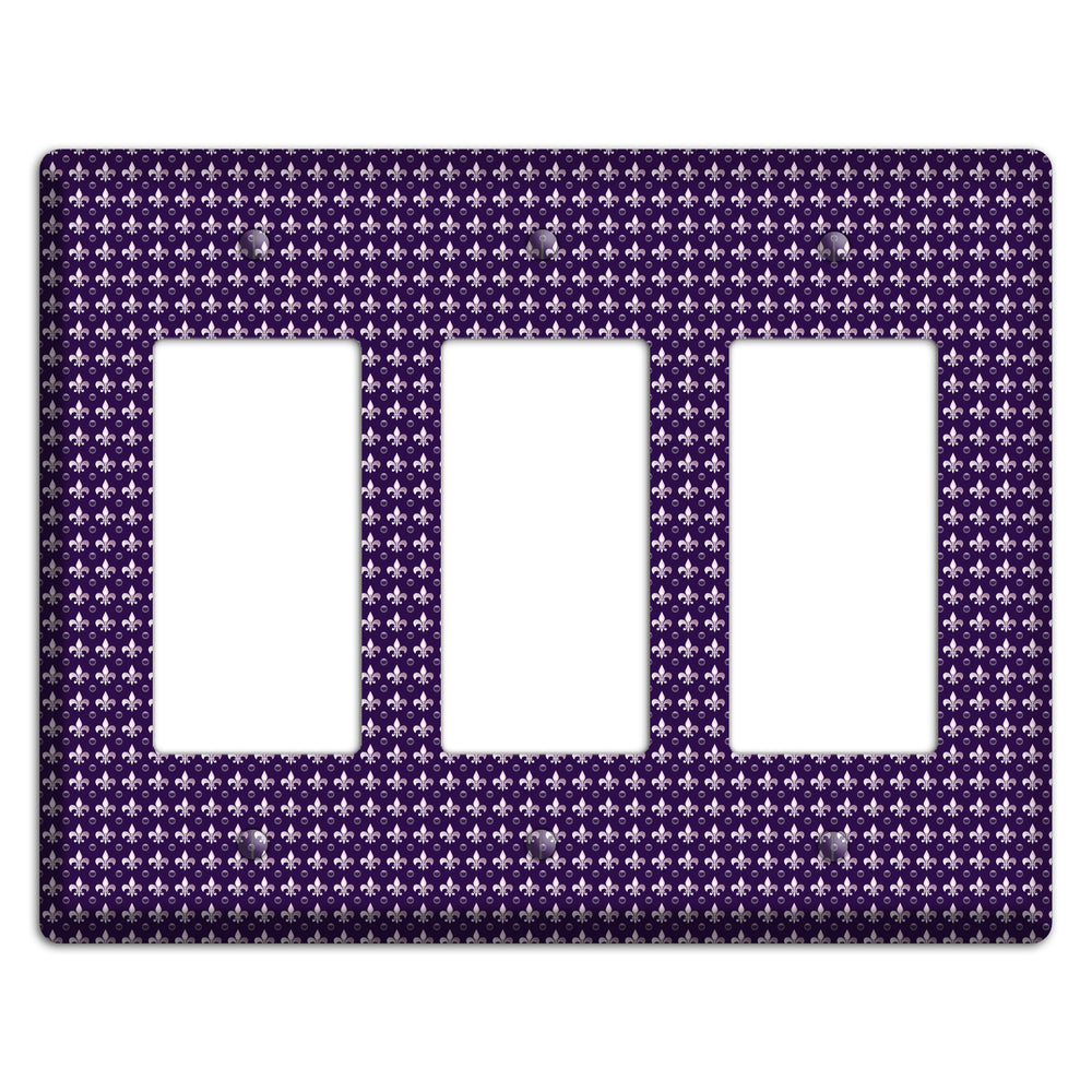 Purple Fleur de Lis 3 Rocker Wallplate