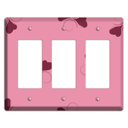 Pink with Hearts 3 Rocker Wallplate