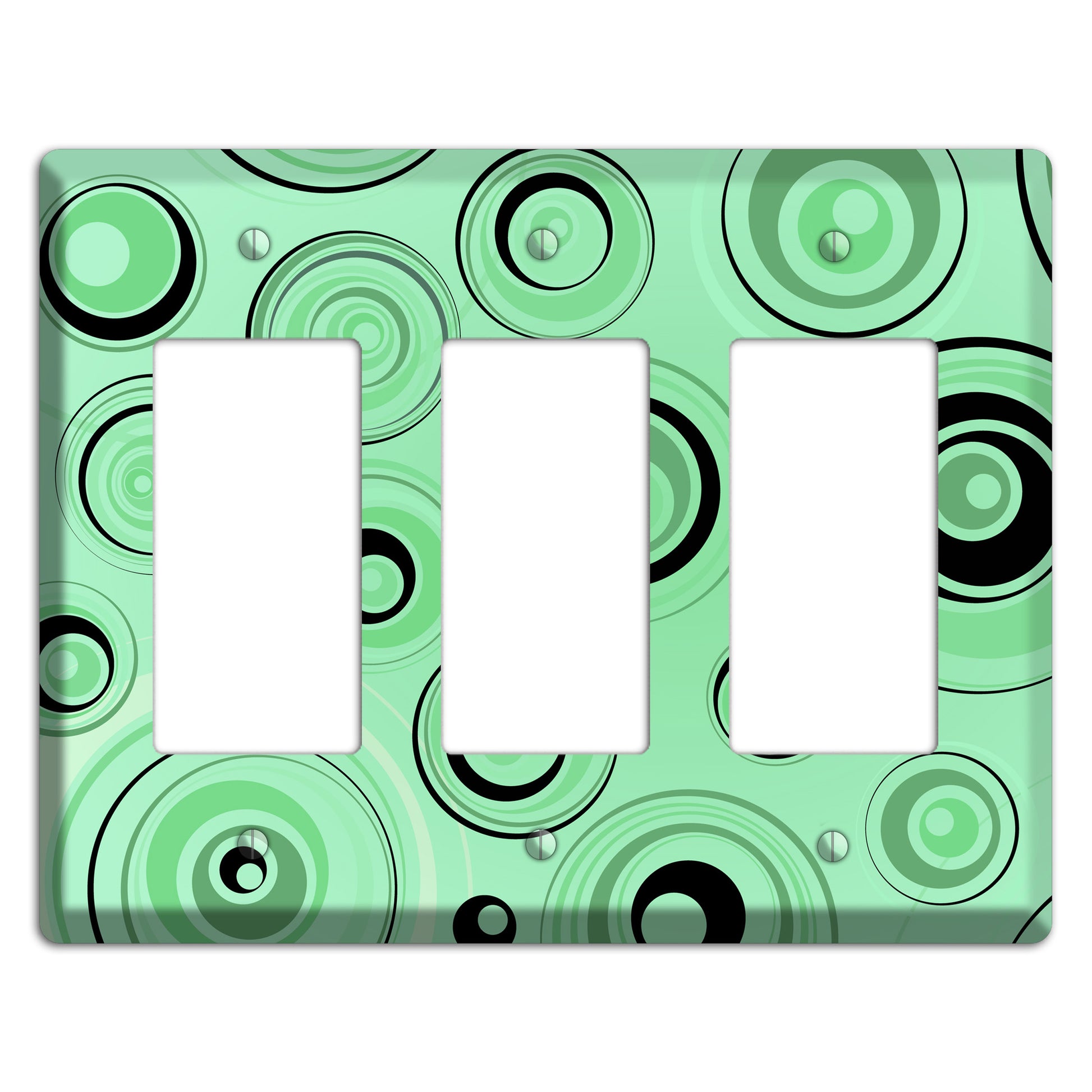 Mint Green Circles 3 Rocker Wallplate