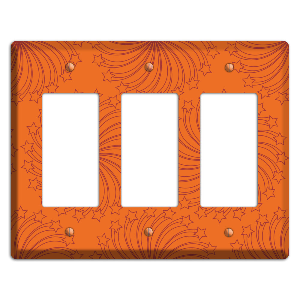 Multi Orange Star Swirl 3 Rocker Wallplate