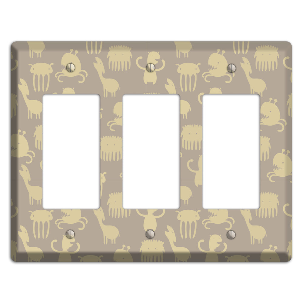Silly Monsters Brown 3 Rocker Wallplate