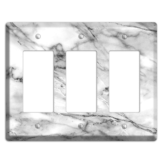 Black and White marble 3 Rocker Wallplate