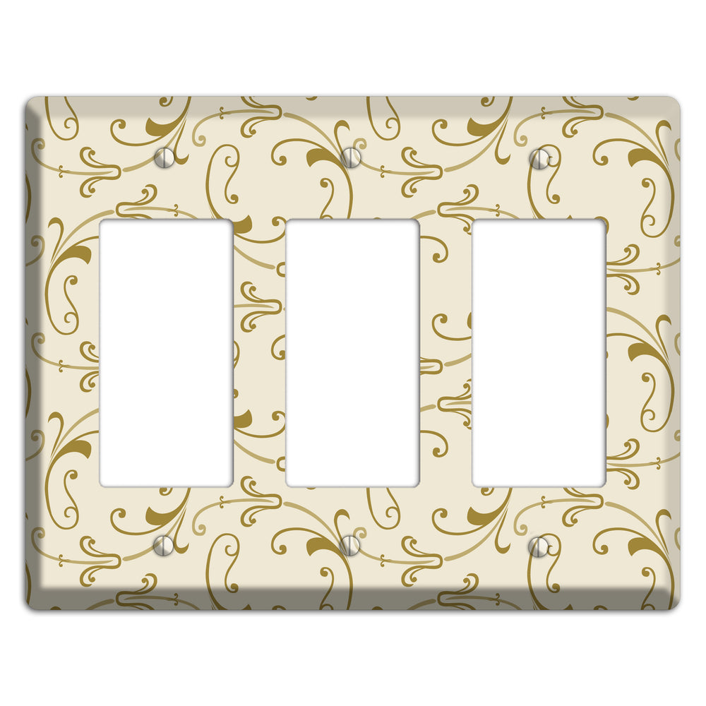 Off White with Gold Victorian Sprig 3 Rocker Wallplate