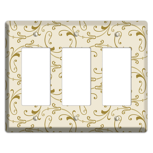 Off White with Gold Victorian Sprig 3 Rocker Wallplate