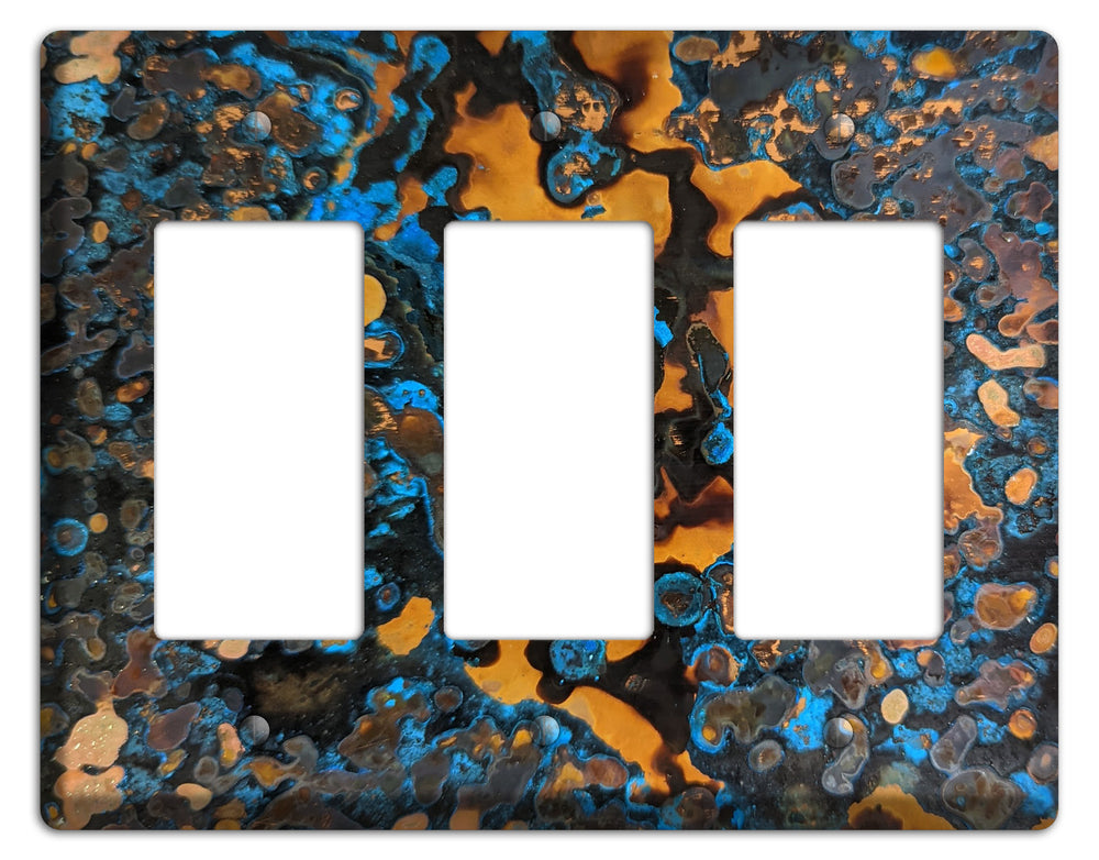 Copper Turquoise Triple Rocker Cover Plate