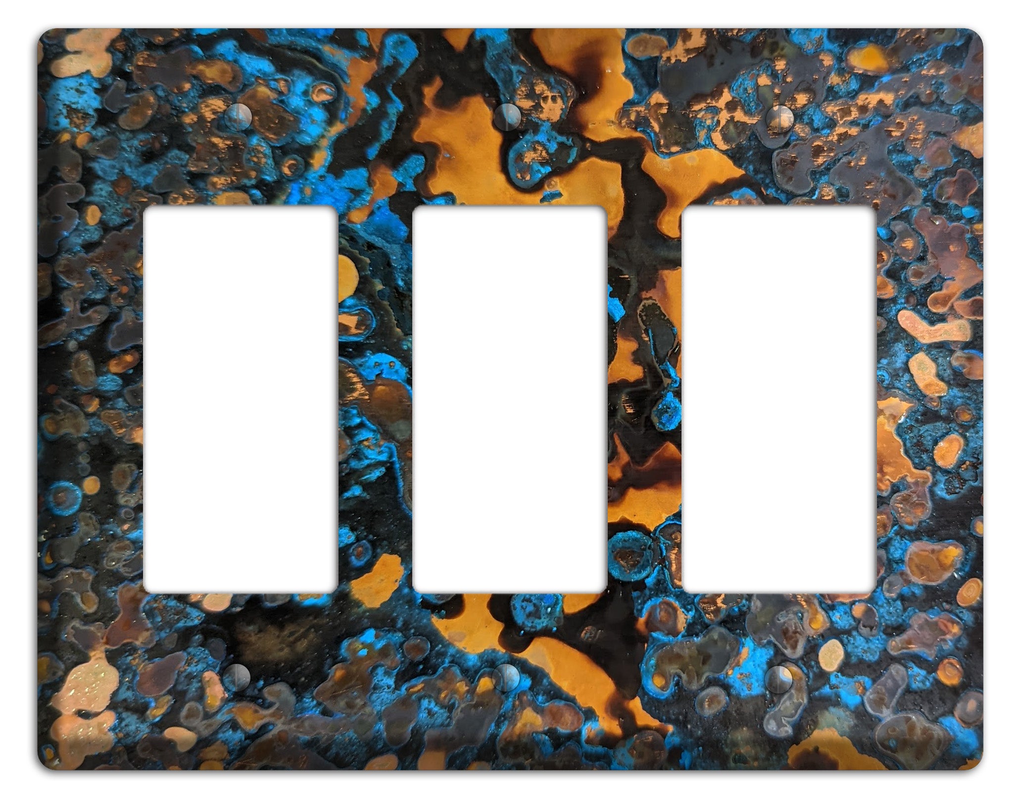 Copper Turquoise Triple Rocker Cover Plate