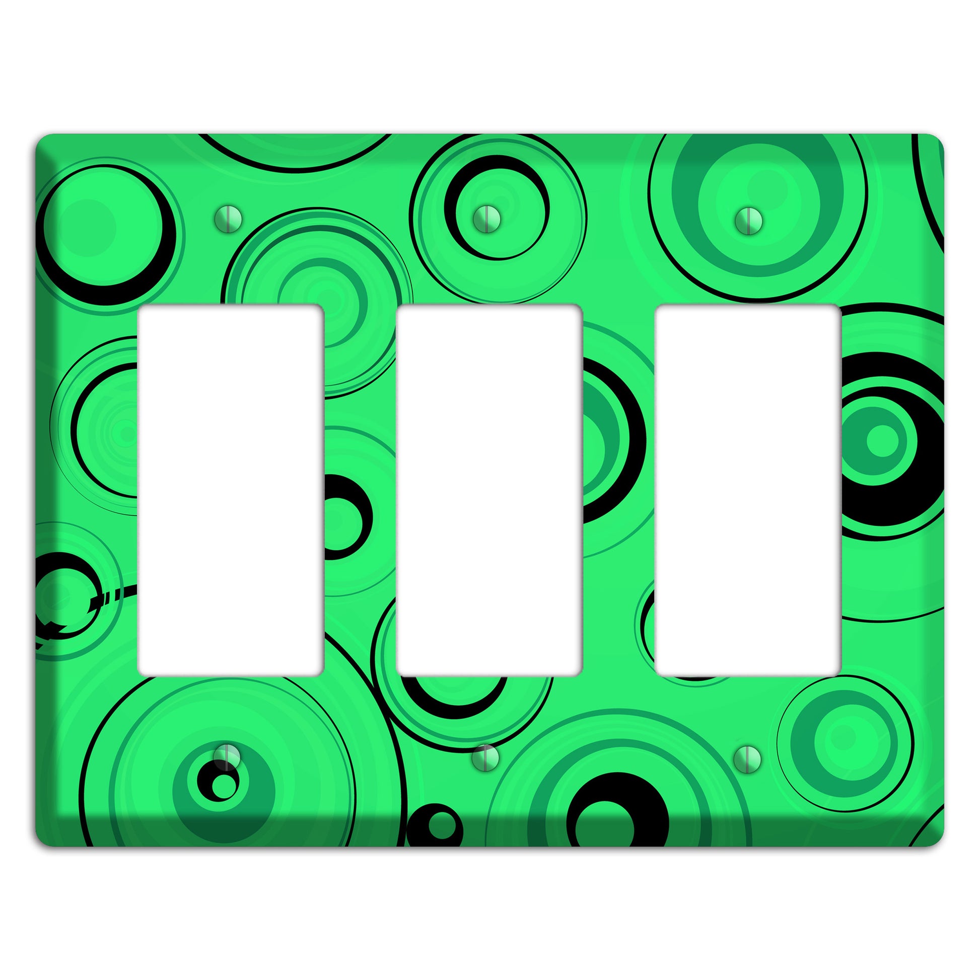 Bright Green Circles 3 Rocker Wallplate