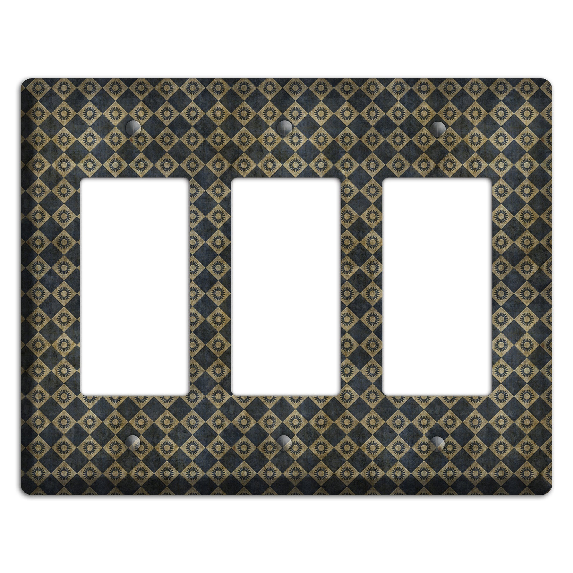 Black and Grey Diamond Circles 3 Rocker Wallplate