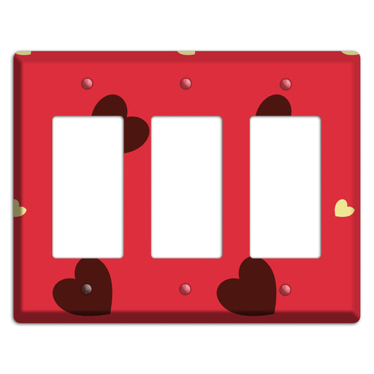 Red with Hearts 3 Rocker Wallplate