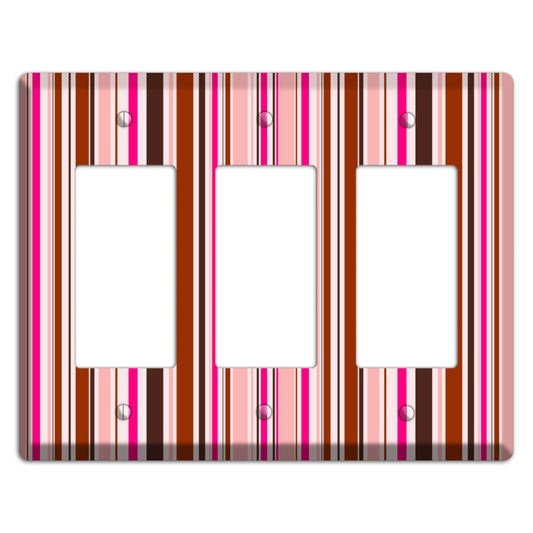 Pink Stripes 3 Rocker Wallplate