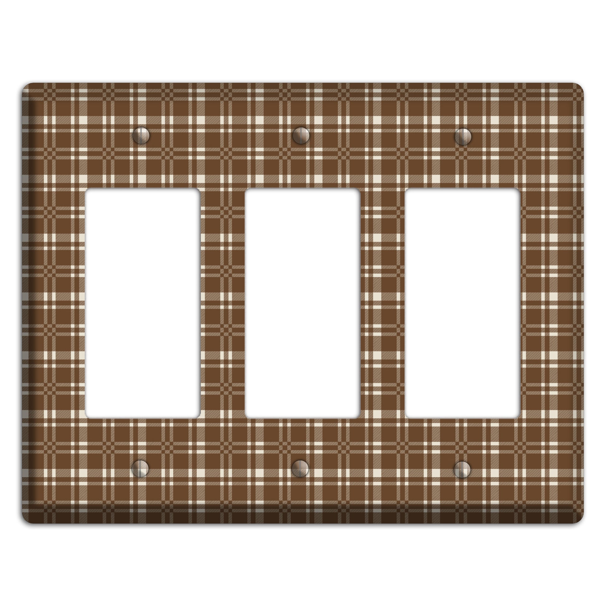 Medium Brown Plaid 3 Rocker Wallplate