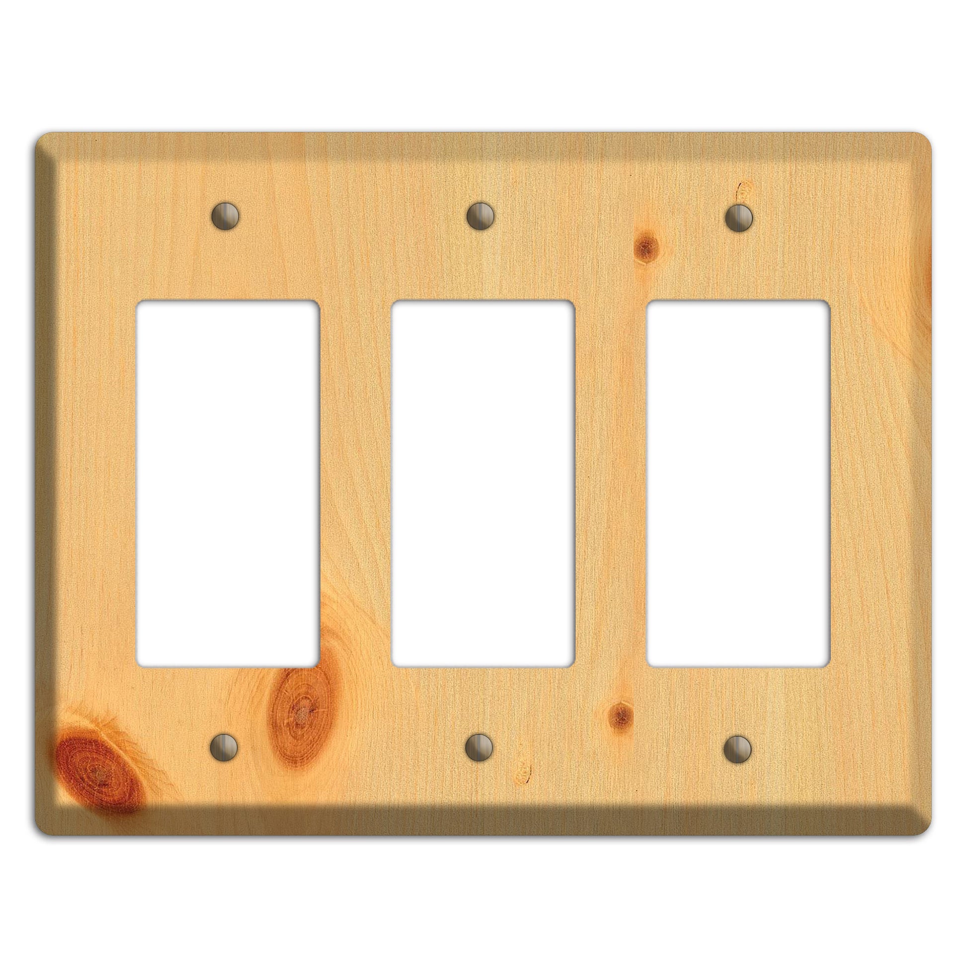 Unfinished Pine Wood Triple Rocker Cover Plate