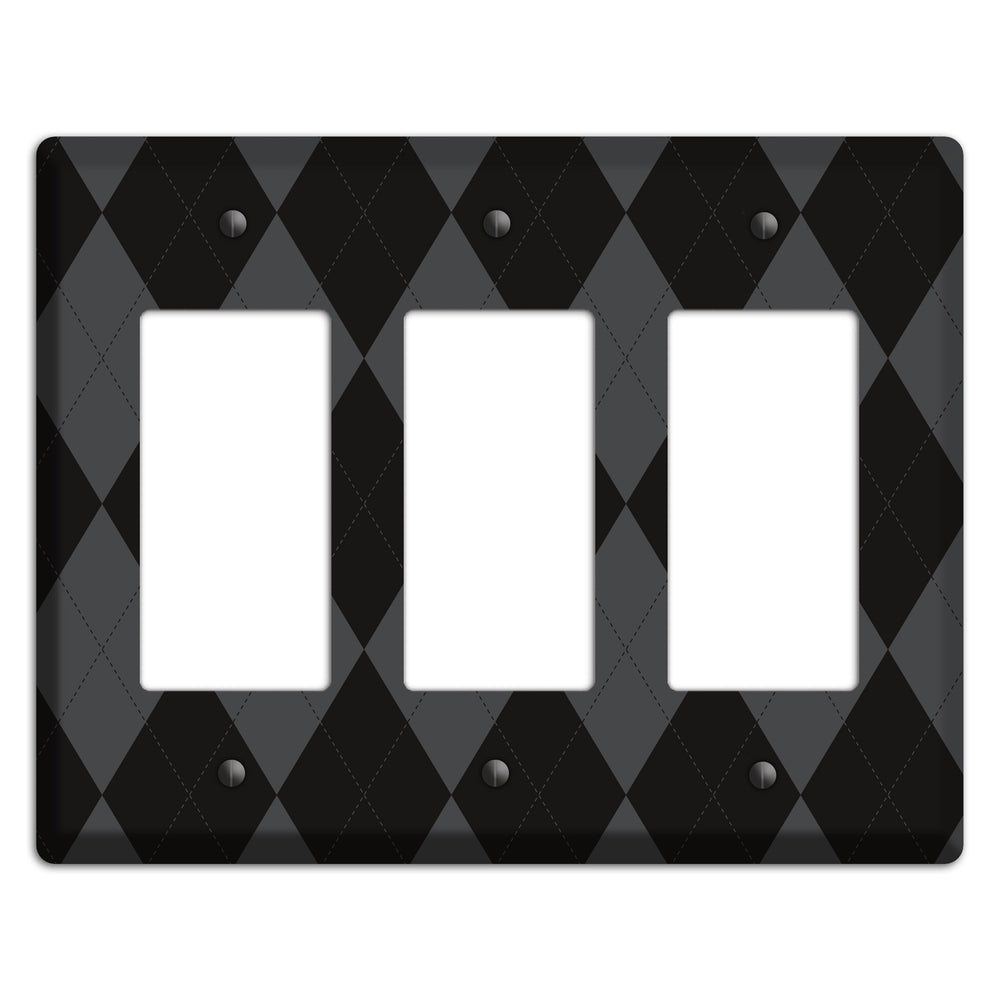 Black and Grey Argyle 3 Rocker Wallplate