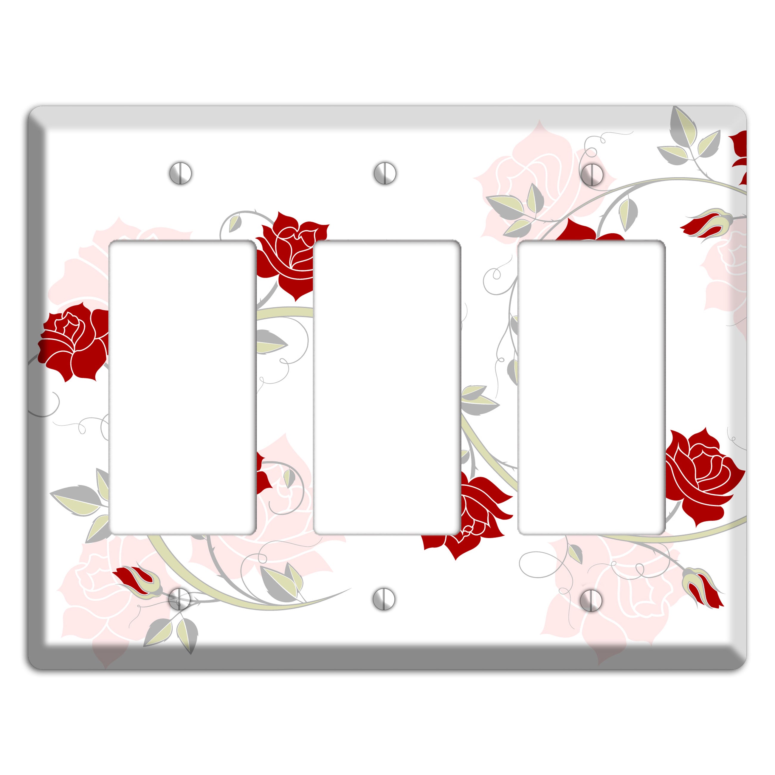 Red Rose 3 Rocker Wallplate