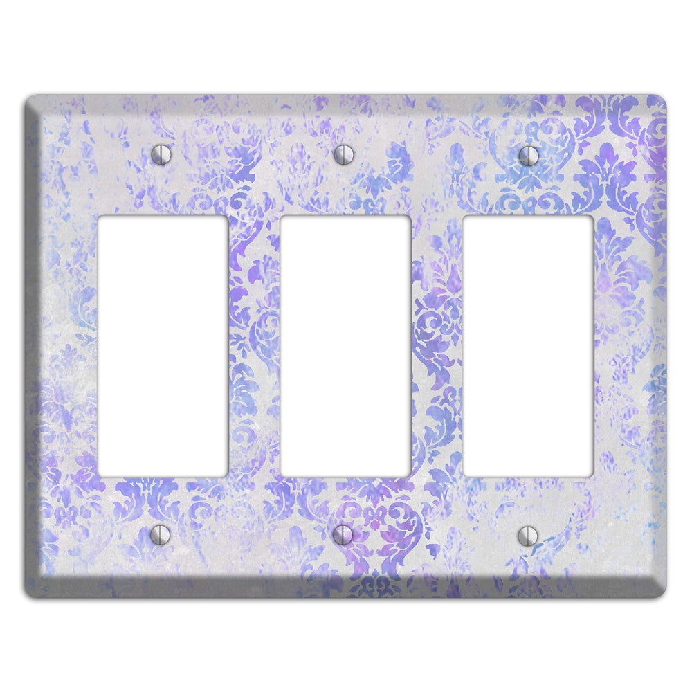 Periwinkle Gray Whimsical Damask 3 Rocker Wallplate