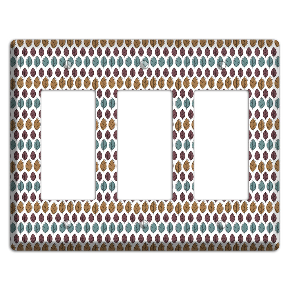 Multi Brown Dusty Blue Leaf Contour 3 Rocker Wallplate