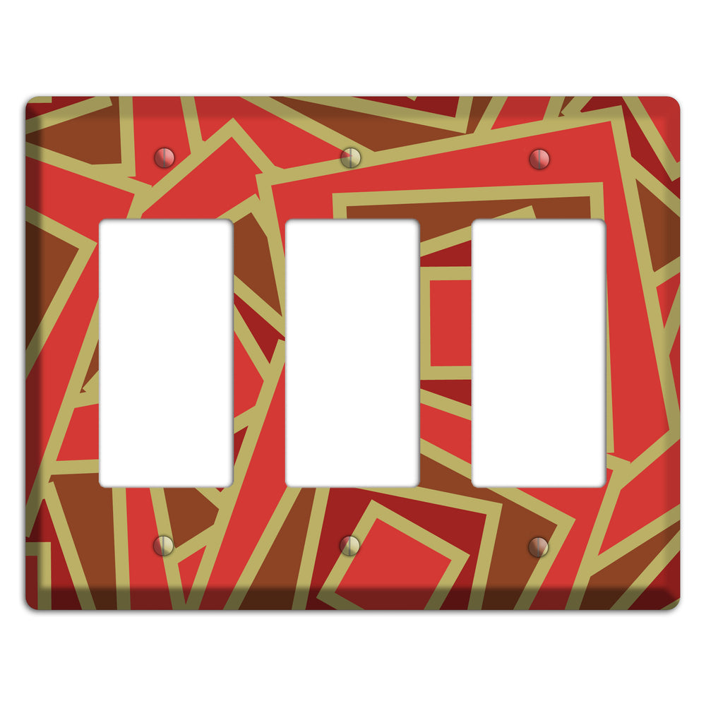 Red and Brown Retro Cubist 3 Rocker Wallplate