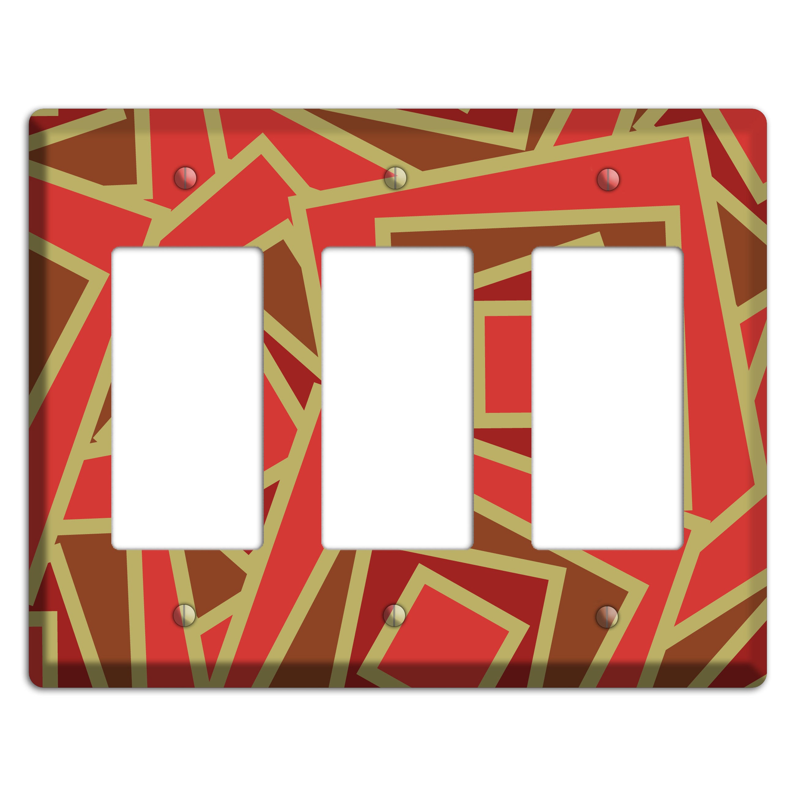 Red and Brown Retro Cubist 3 Rocker Wallplate