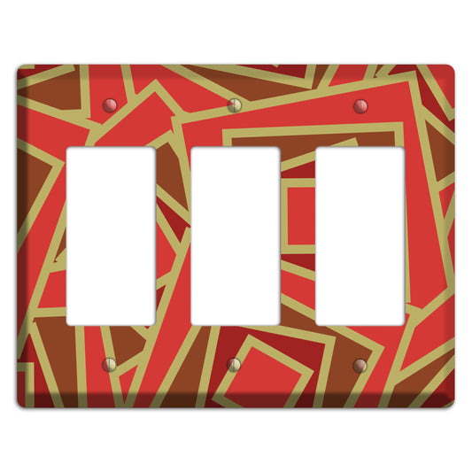 Red and Brown Retro Cubist 3 Rocker Wallplate