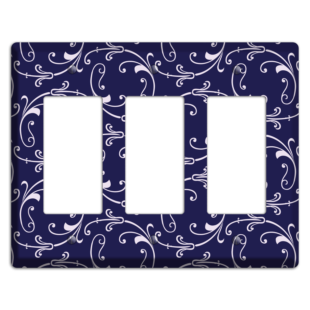 Navy Victorian Sprig 3 Rocker Wallplate
