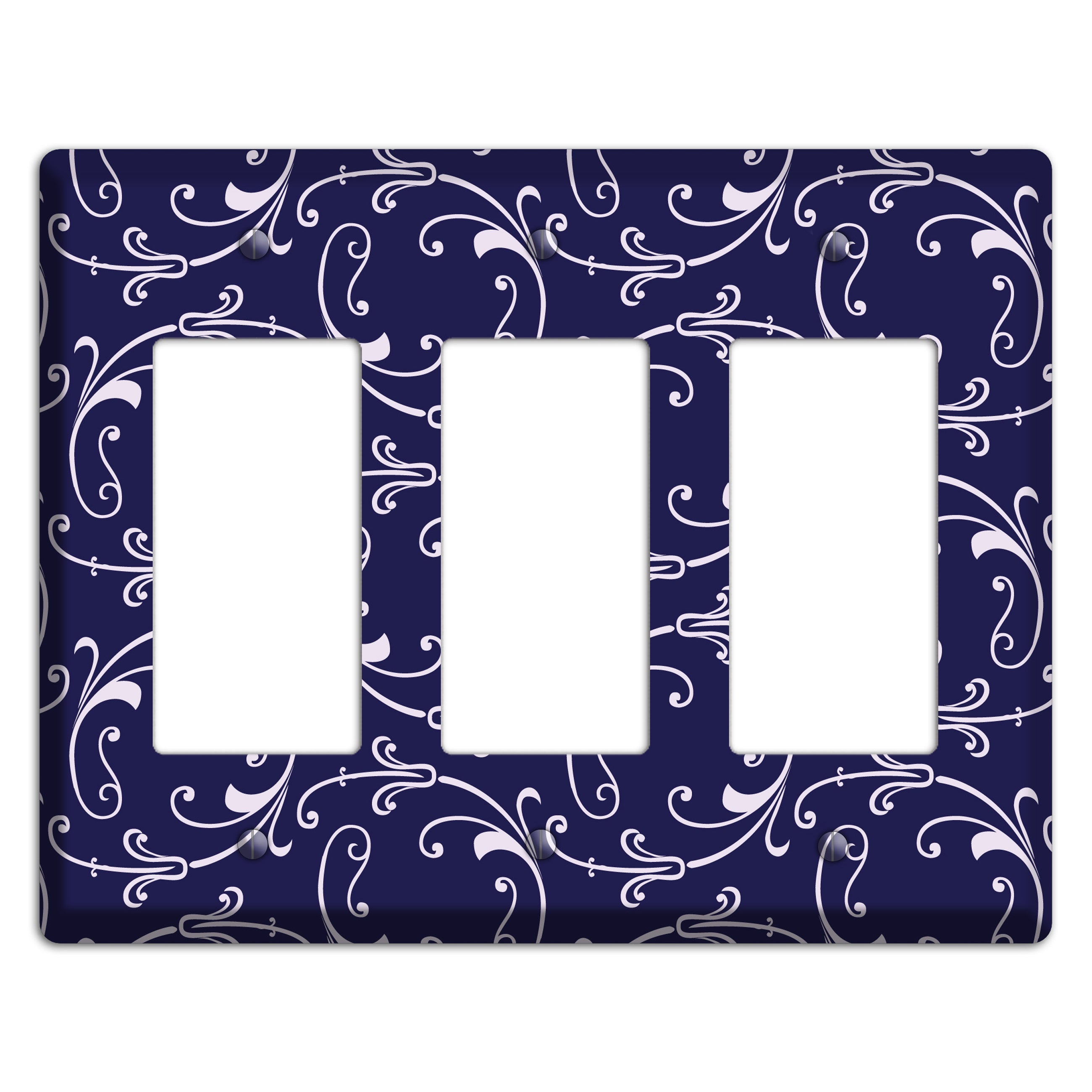 Navy Victorian Sprig 3 Rocker Wallplate