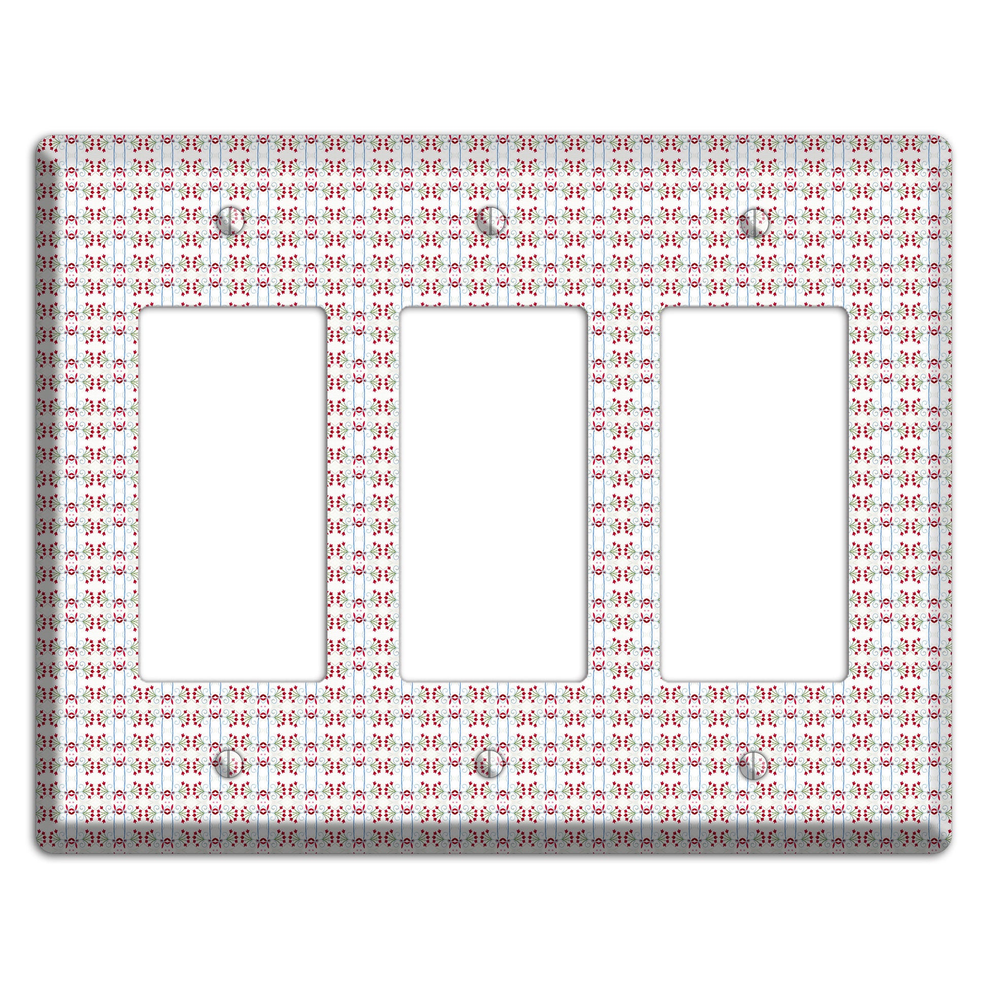 White with Red Blue Tapestry 3 Rocker Wallplate