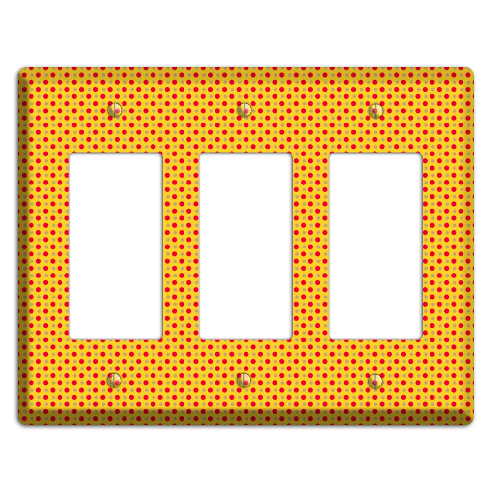 Orange with Maroon Tiny Polka Dots 3 Rocker Wallplate