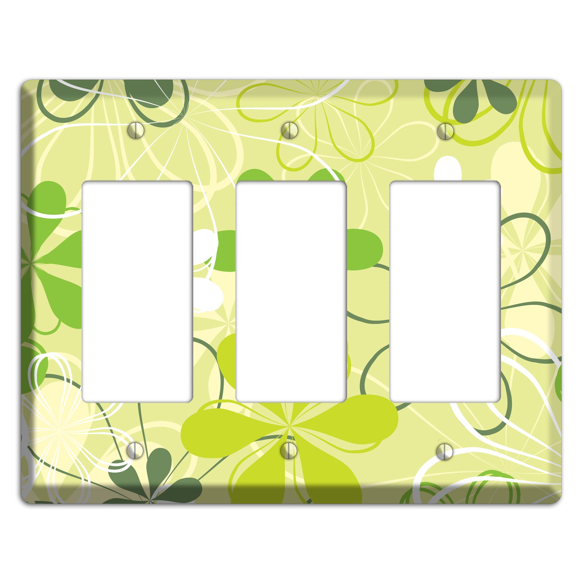 Green Retro Flowers 3 Rocker Wallplate