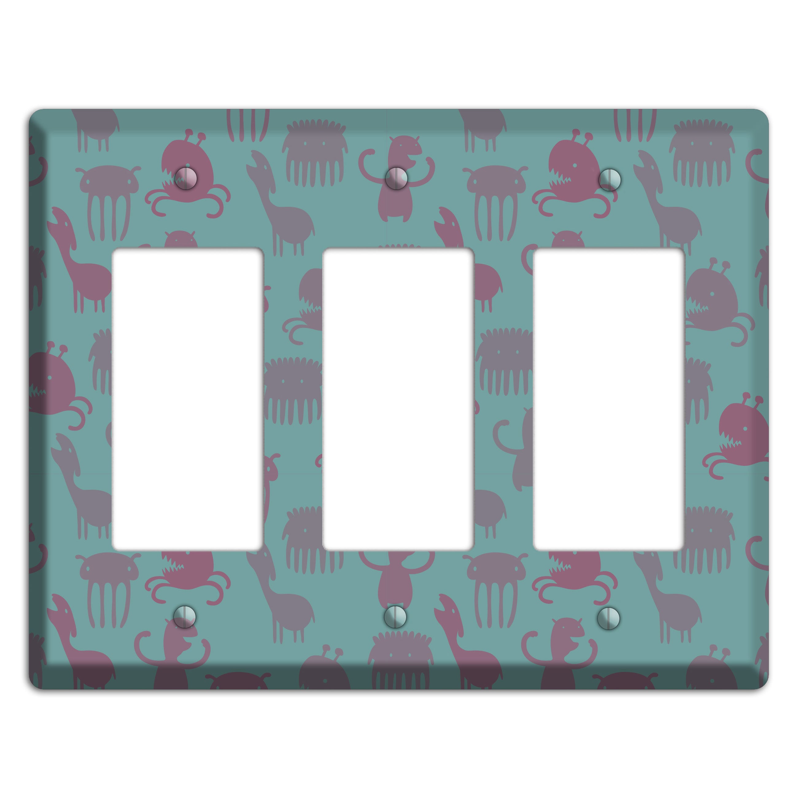 Sily Monsters Green 3 Rocker Wallplate