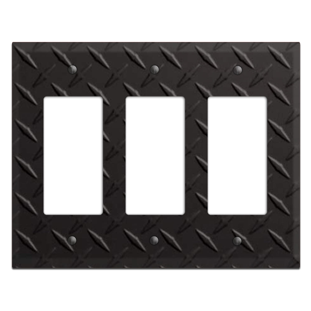Diamond Tread Matte Black 3 Rocker Wallplate