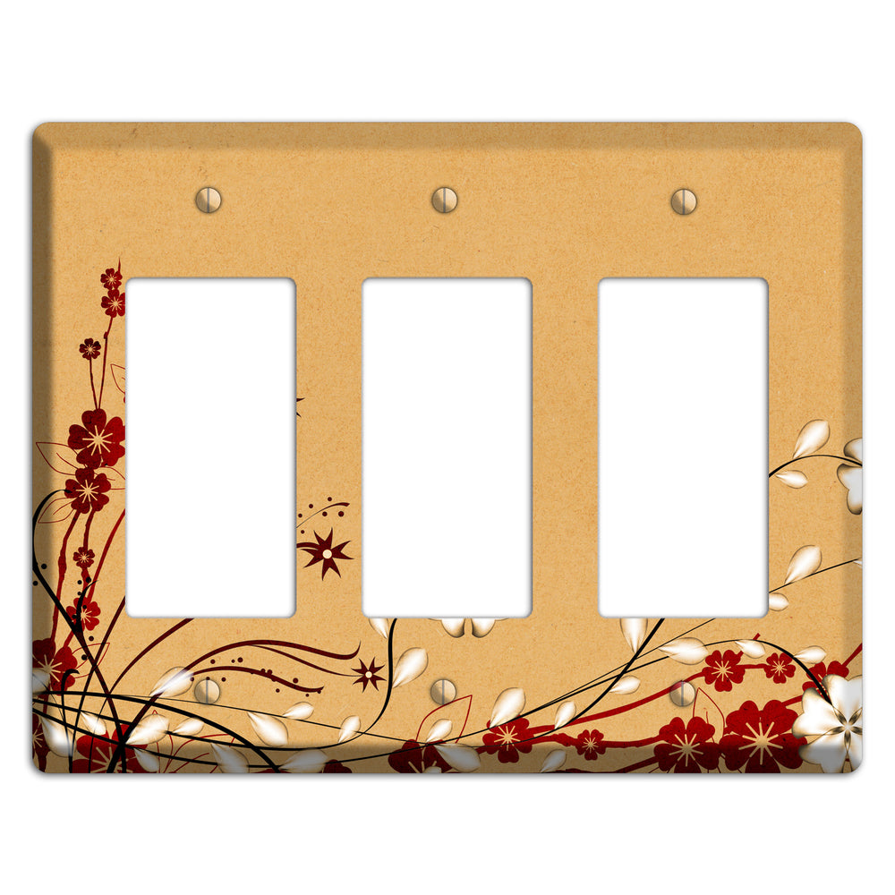 Delicate Red Flowers 3 Rocker Wallplate