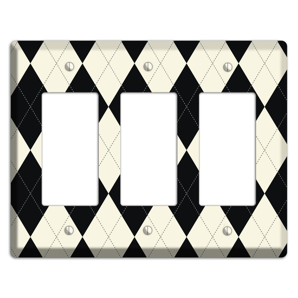 Black and Tan Argyle 3 Rocker Wallplate