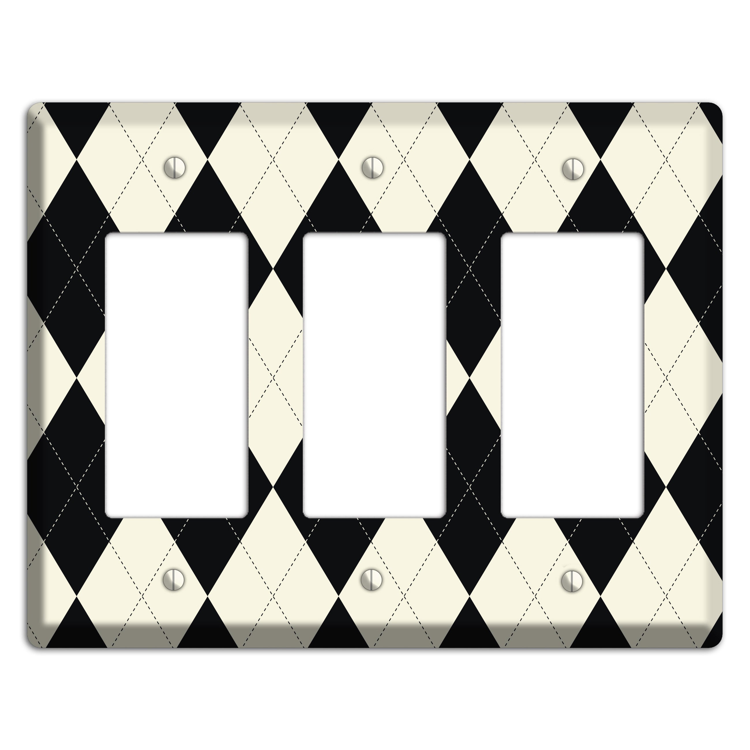 Black and Tan Argyle 3 Rocker Wallplate