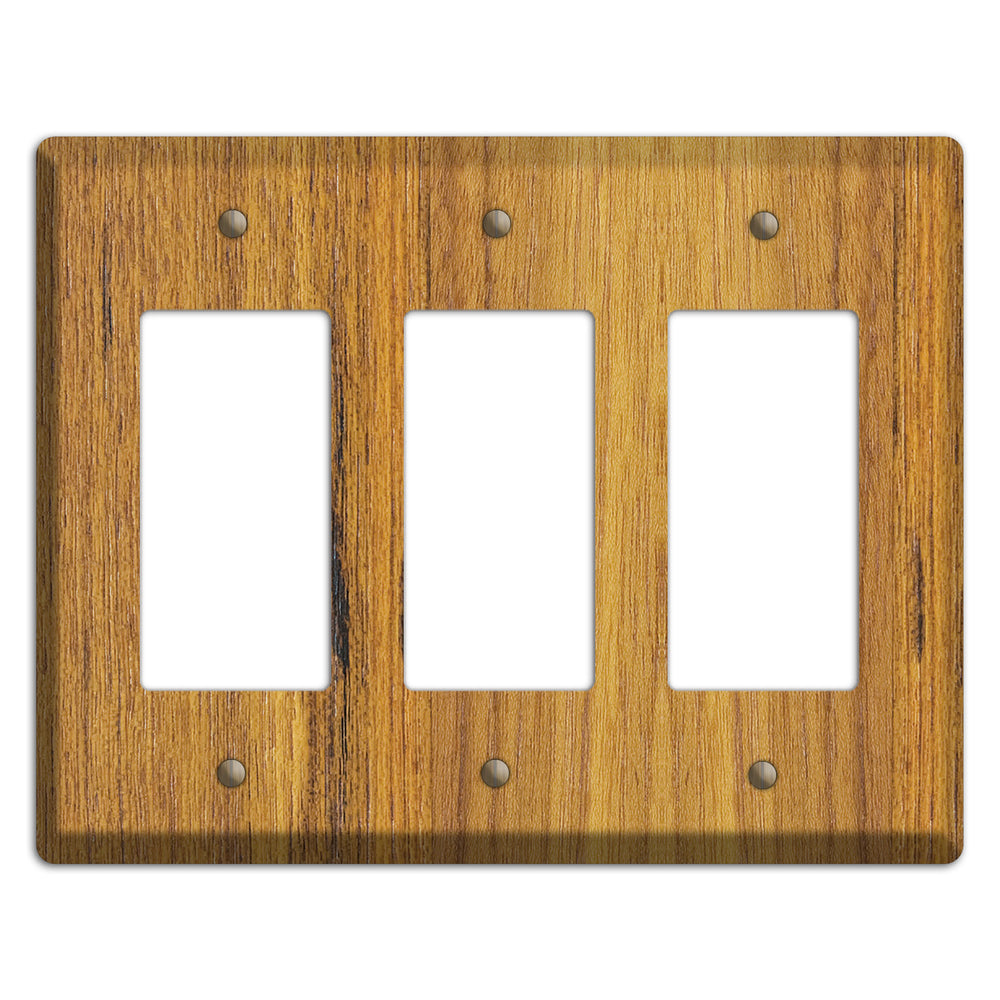 Teak Wood Triple Rocker Cover Plate